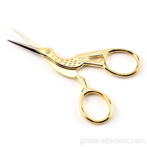 China Retro cut embroidery stork stainless steel gilt beauty crane scissors Manufactory